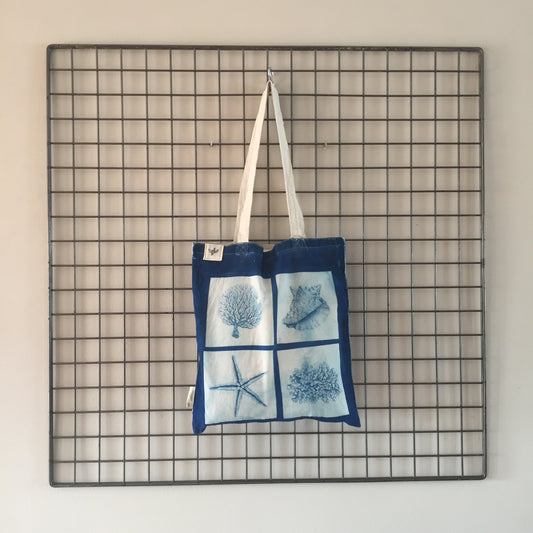Tote bag - Tesoros del mar mosaic cyanotipia