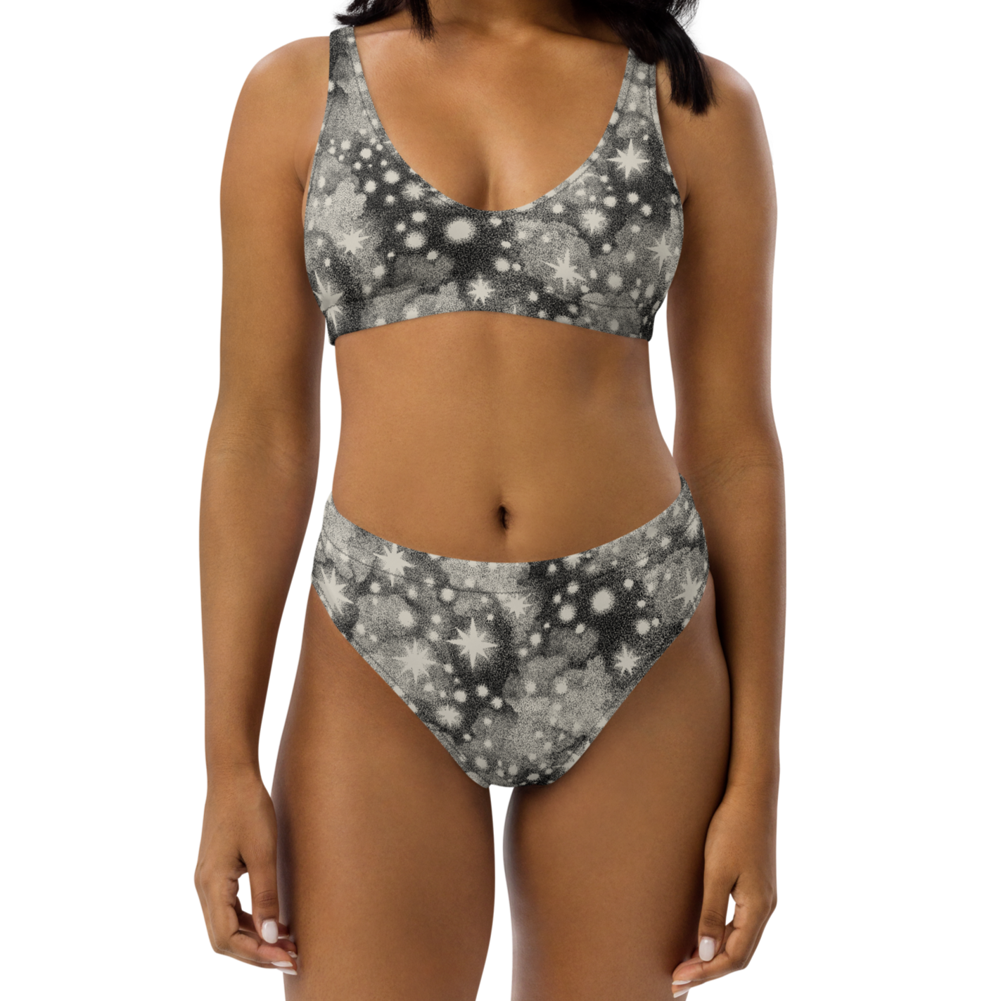 Bikini reciclado talle alto all over - Noche Estrellada