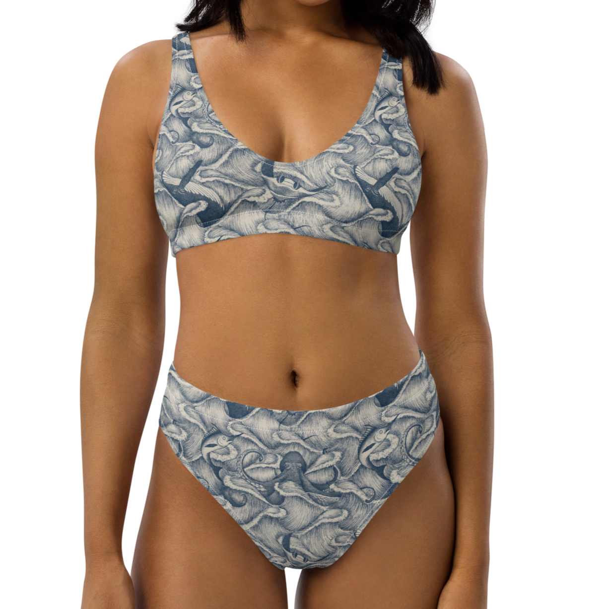 Bikini reciclado talle alto all over - Tormenta