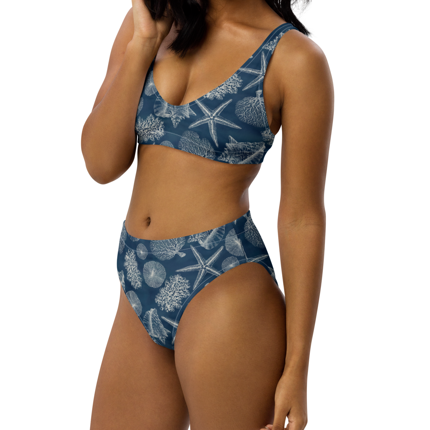 Bikini reciclado talle alto all over - Tesoros del mar