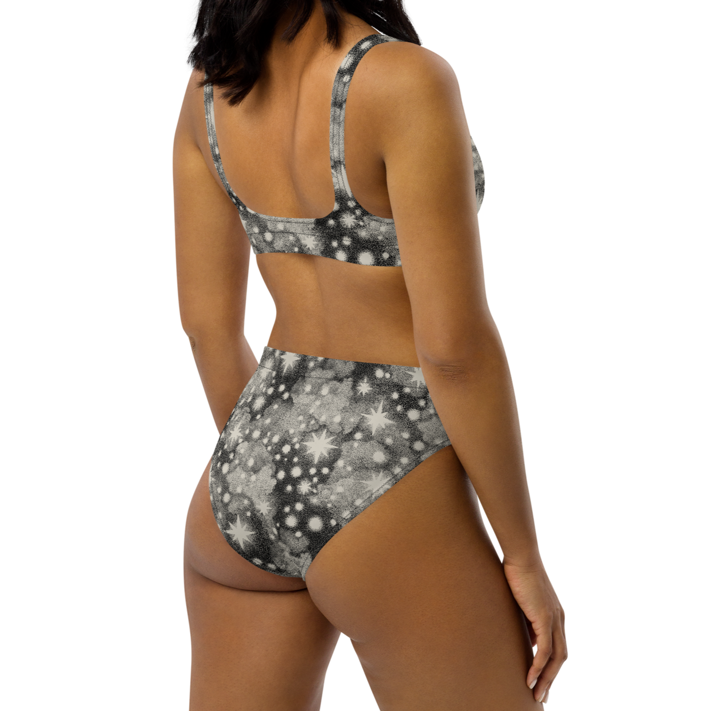 Bikini reciclado talle alto all over - Noche Estrellada